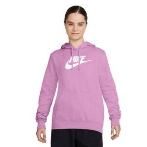 NWT Nike Sportswear Club Fleece Logo Pullover Hoodie Women's Medium Purple Pink